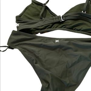 Hurley bikini bottoms moderate coverage size XL NWT olive colored
